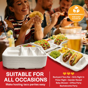 Tasty Taco plates holding two sides for balanced plates