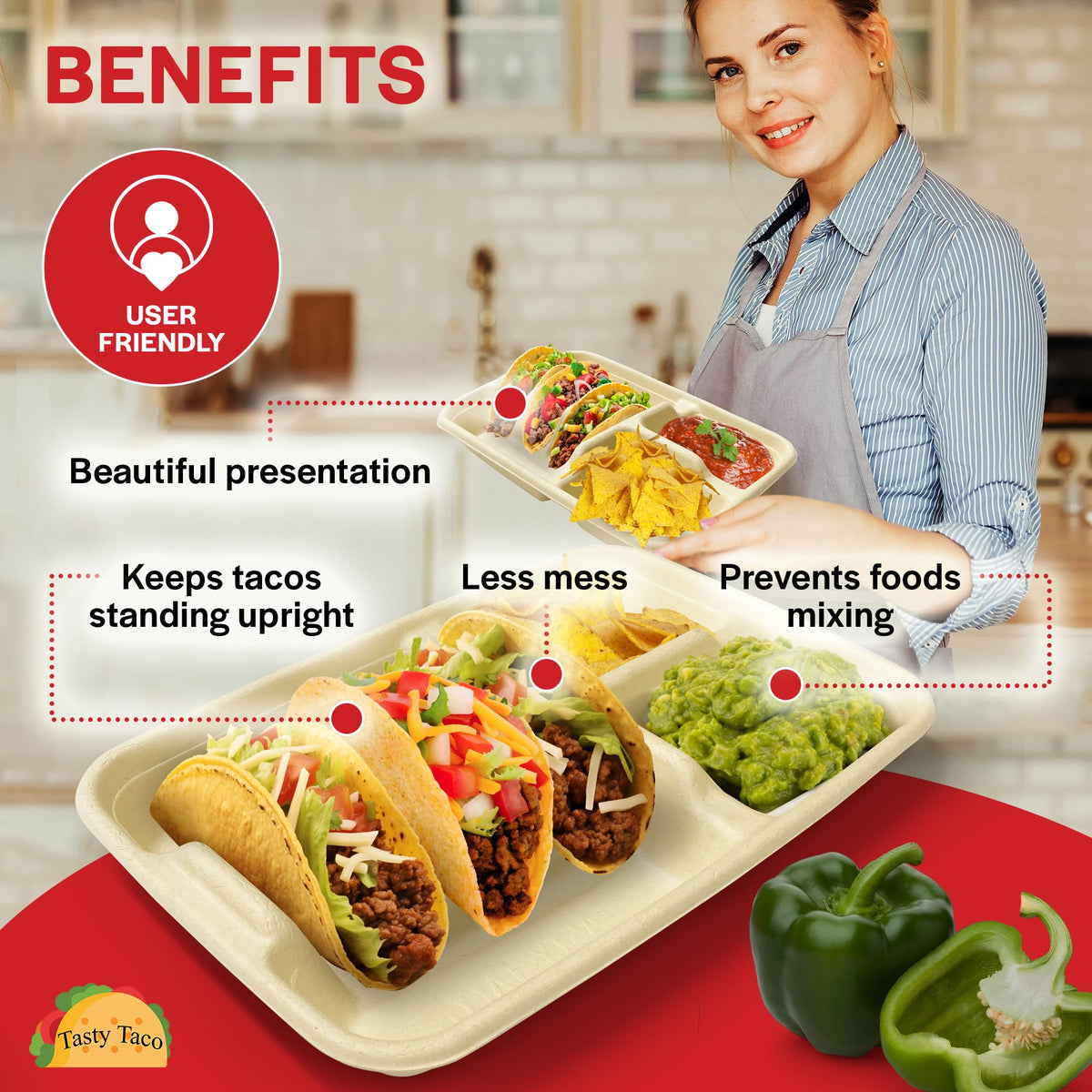 Tasty Taco supports wraps, pita, and naan up to 6 inches for flexible serving