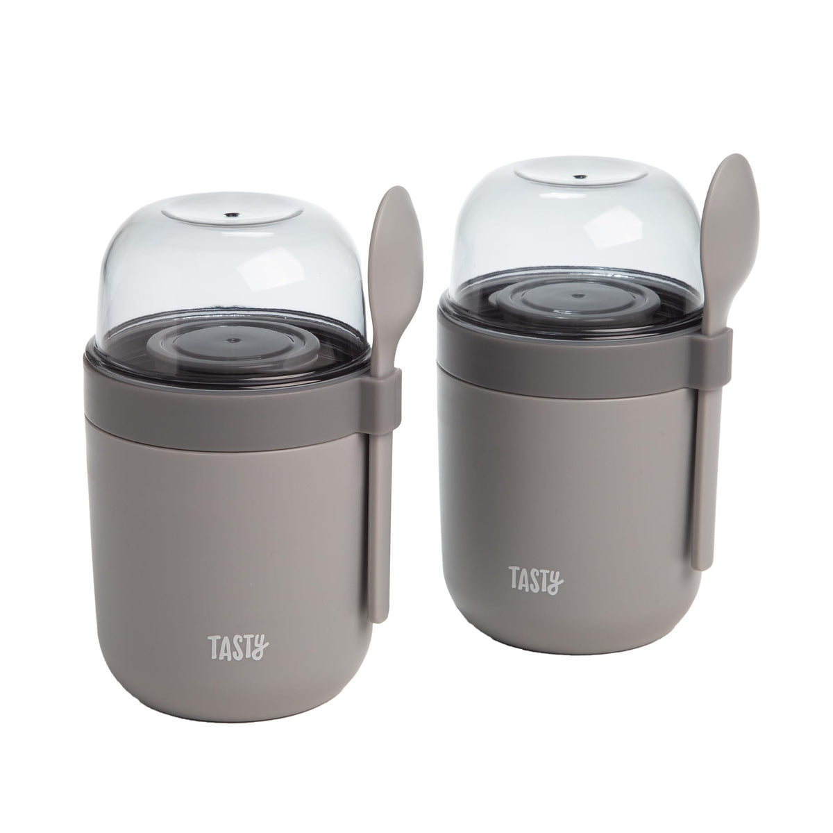 Tasty travel snack cups with spoons for organized on-the-go snacking.