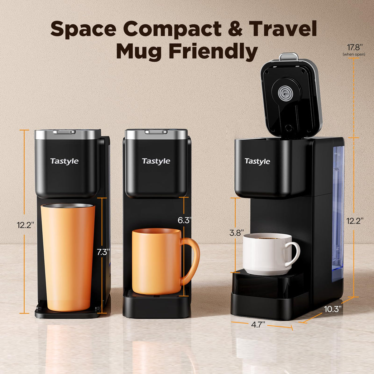 Tastyle compact design with BPA-free materials and auto-off for safety.