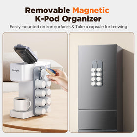 Tastyle six cup-size brewing options for flexible schedules.