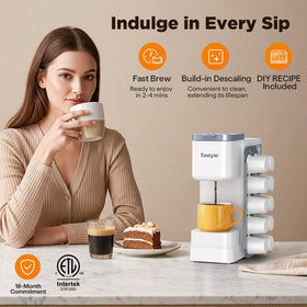 Tastyle travel-mug ready coffee maker handles up to 7.3 inches.