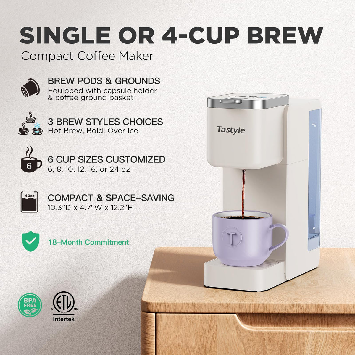 Tastyle coffee maker hot and iced brew option demonstrated for versatile daily coffee