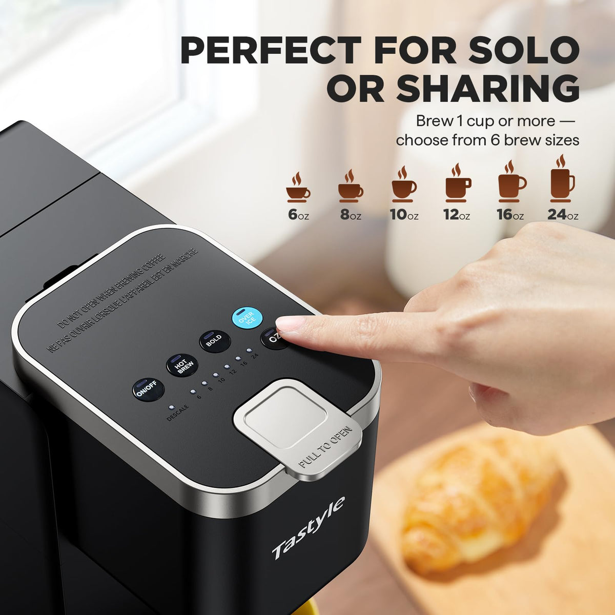 Tastyle removable drip tray adjusted for different cup heights