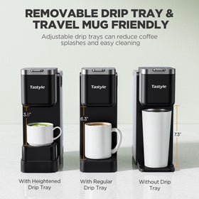 Tastyle coffee maker travel mug-friendly design fits up to 7.3 inch mugs