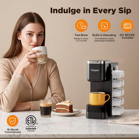 Tastyle compact, space-saving brewer keeps countertops organized.