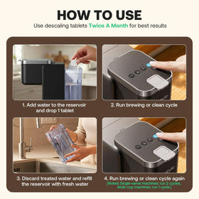 Tastyle descaler removes limescale and buildup inside a coffee machine