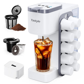 Tastyle coffee maker with magnetic K-Pod organizer on the side for quick brewing.