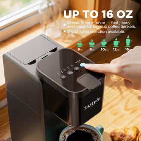 Tastyle supports K-Cups and ground coffee for flexibility.