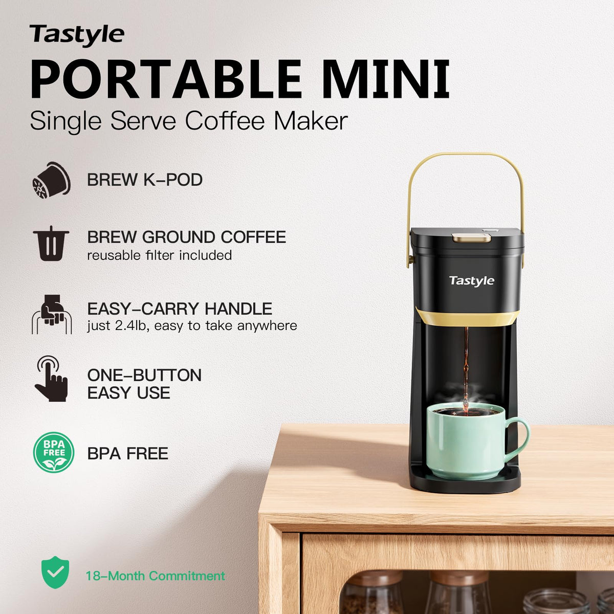Tastyle kpod holder and ground filter for pod or grounds brewing