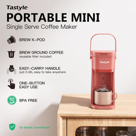 Tastyle coffee maker showing the K-Pod holder and ground filter for clean cups
