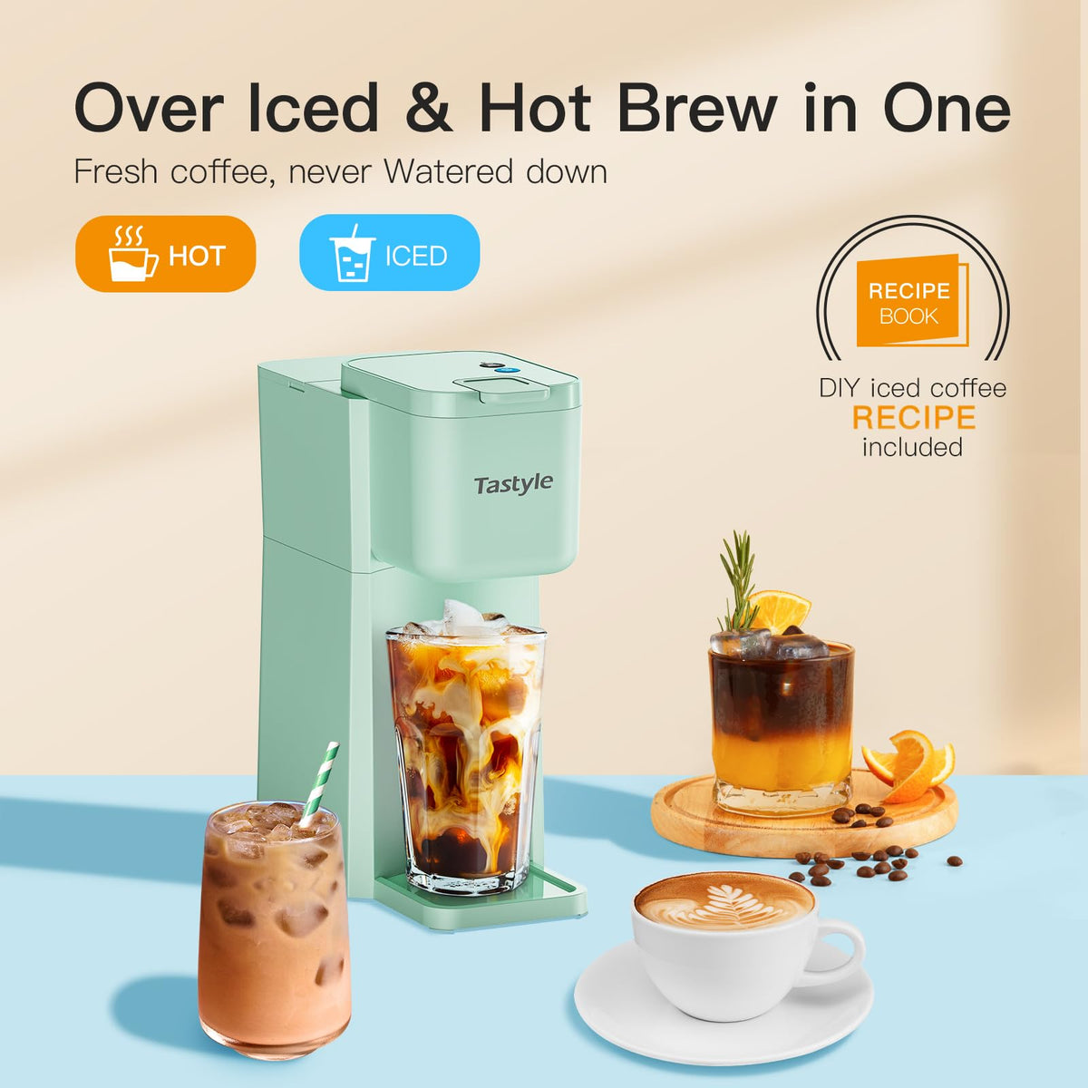 Tastyle Mini coffee maker K-Cup and ground compatibility demonstrates versatile brewing.