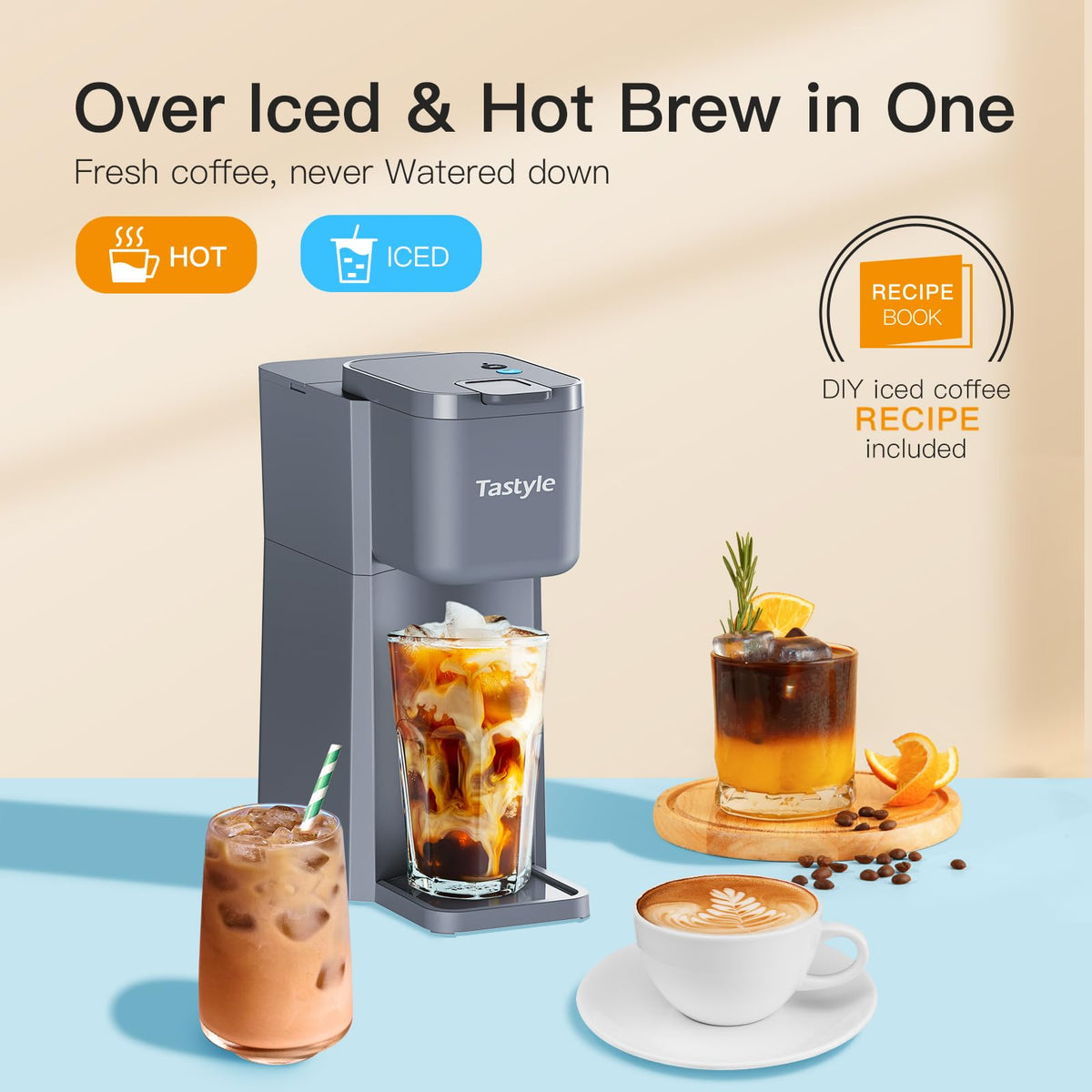 Tastyle Mini Coffee Maker supports K-Cup and ground coffee for versatile brewing at home or on the go.