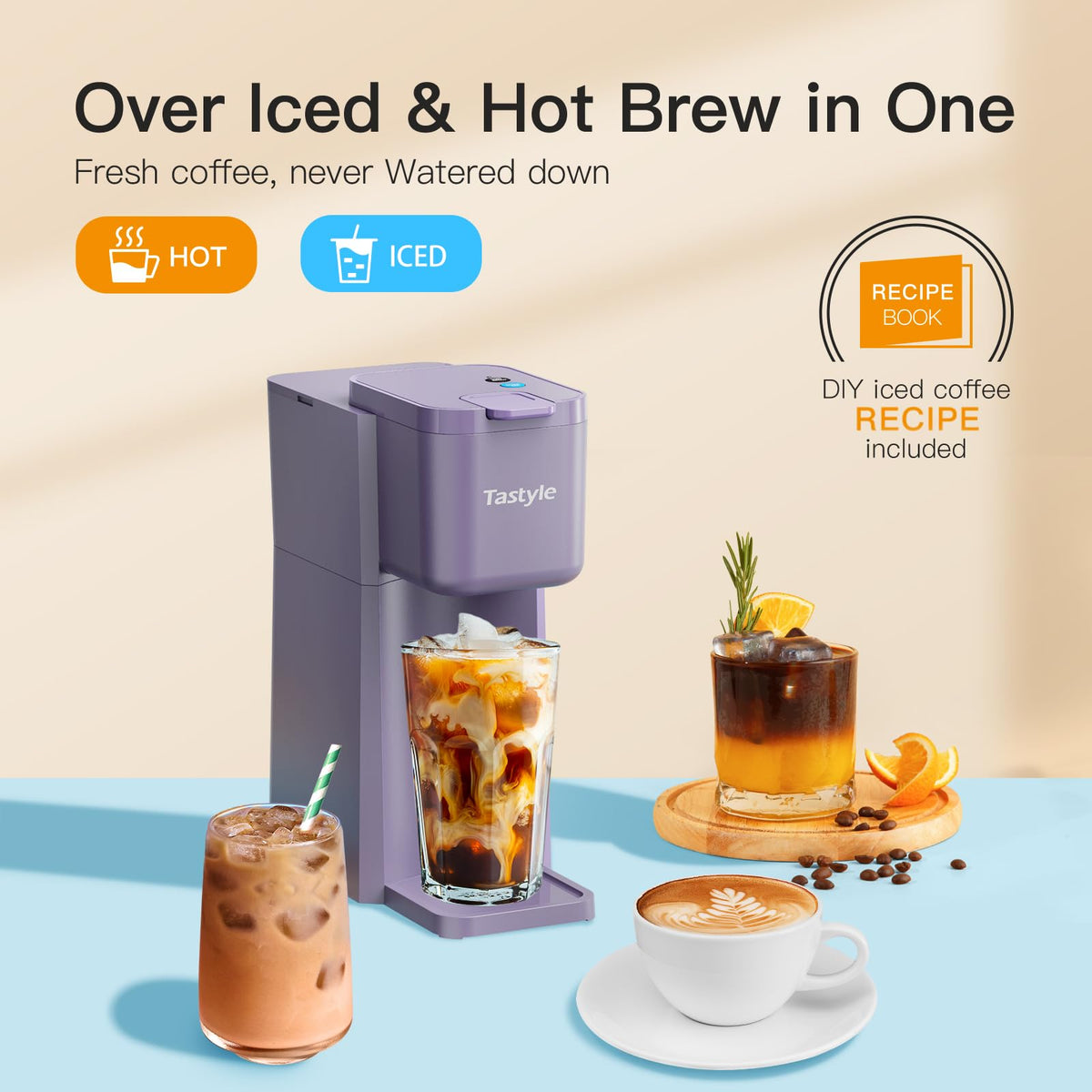 Tastyle Mini Coffee Maker ready for pod and ground coffee brewing