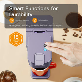 Tastyle Mini Coffee Maker descaling reminder and self-clean features