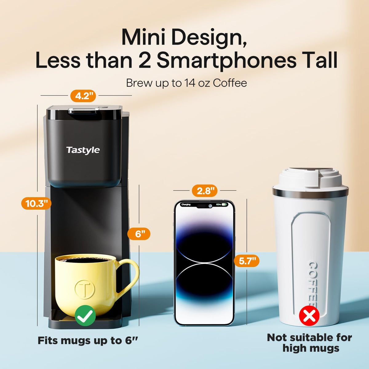Tastyle Mini brews 6 to 14 ounces for cup-size customization