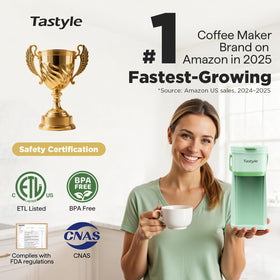 Tastyle Oasis demonstrates grounds brew option for customizable flavor and aroma.