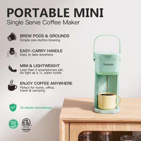 Tastyle Oasis with K-Cup holder demonstrates quick, convenient pod brewing on the go.
