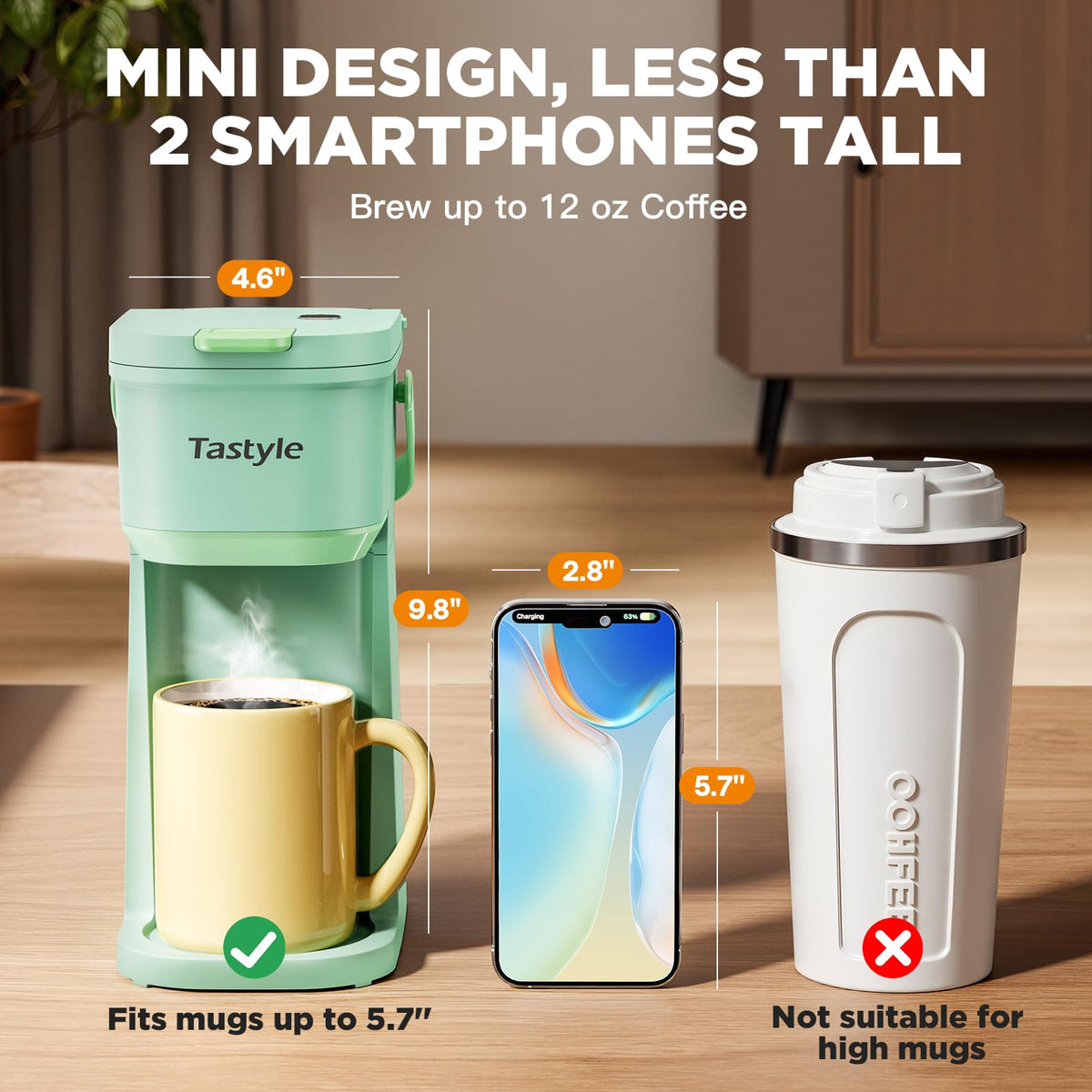 Tastyle Oasis 12-ounce water tank with visible measurement marks for control.