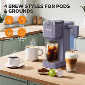 Tastyle pods and grounds compatibility with capsules and reusable filter