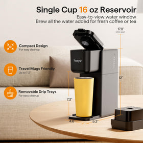 Tastyle removable heighted drip tray reduces spills with short cups