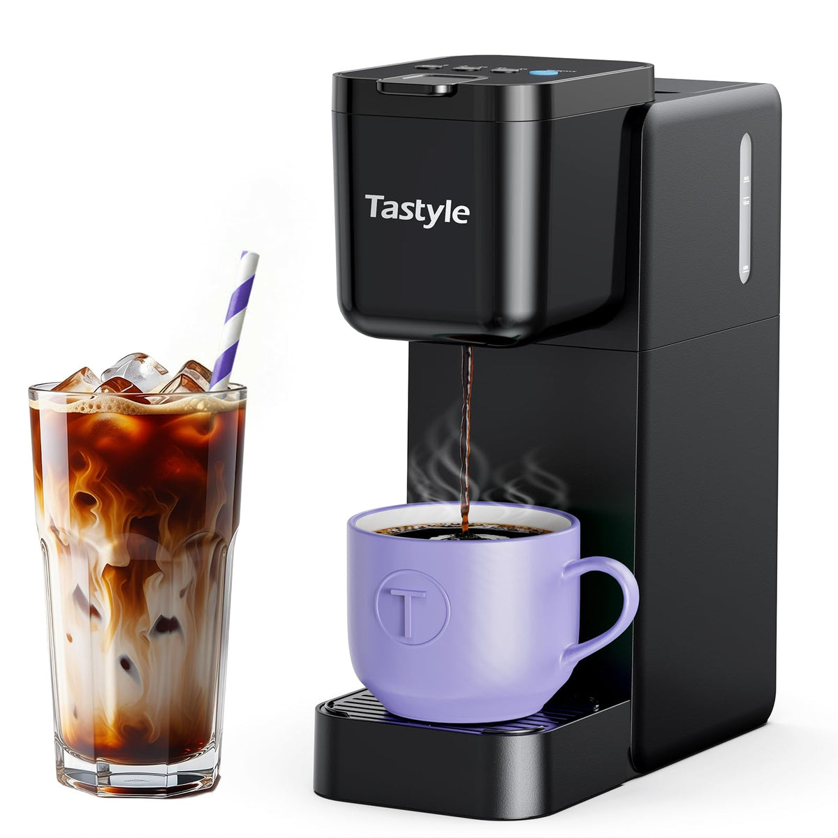 Tastyle single-serve coffee maker brews 16 oz for large travel mugs.