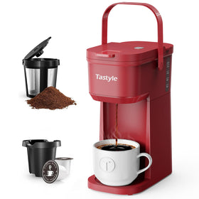 Tastyle single-serve coffee maker front view in a compact kitchen setup