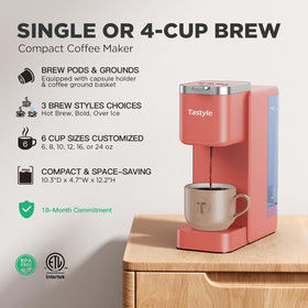 Tastyle hot brew setup showing quick access for a fresh cup.