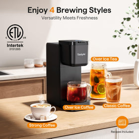 Tastyle single-serve coffee maker water window highlights easy water visibility