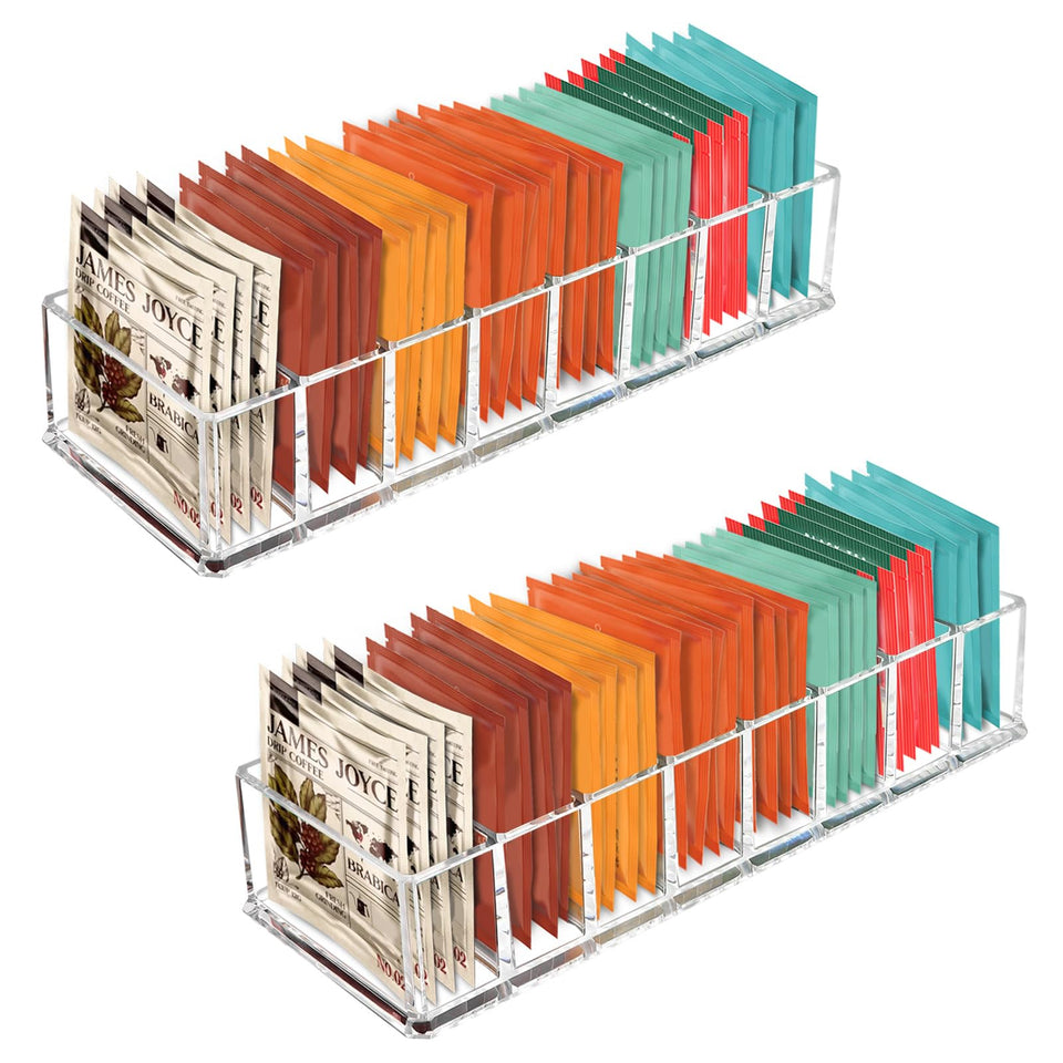 Tasybox 8-slot tea bag organizer in a drawer for neat separation of tea bags
