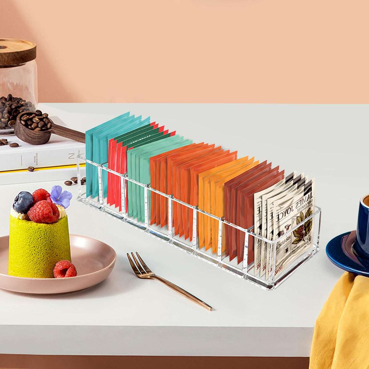 Compact design of Tasybox tea packet organizer for small spaces