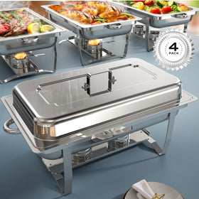Tatakoii buffet chafing dishes with mirror polish for upscale presentation.