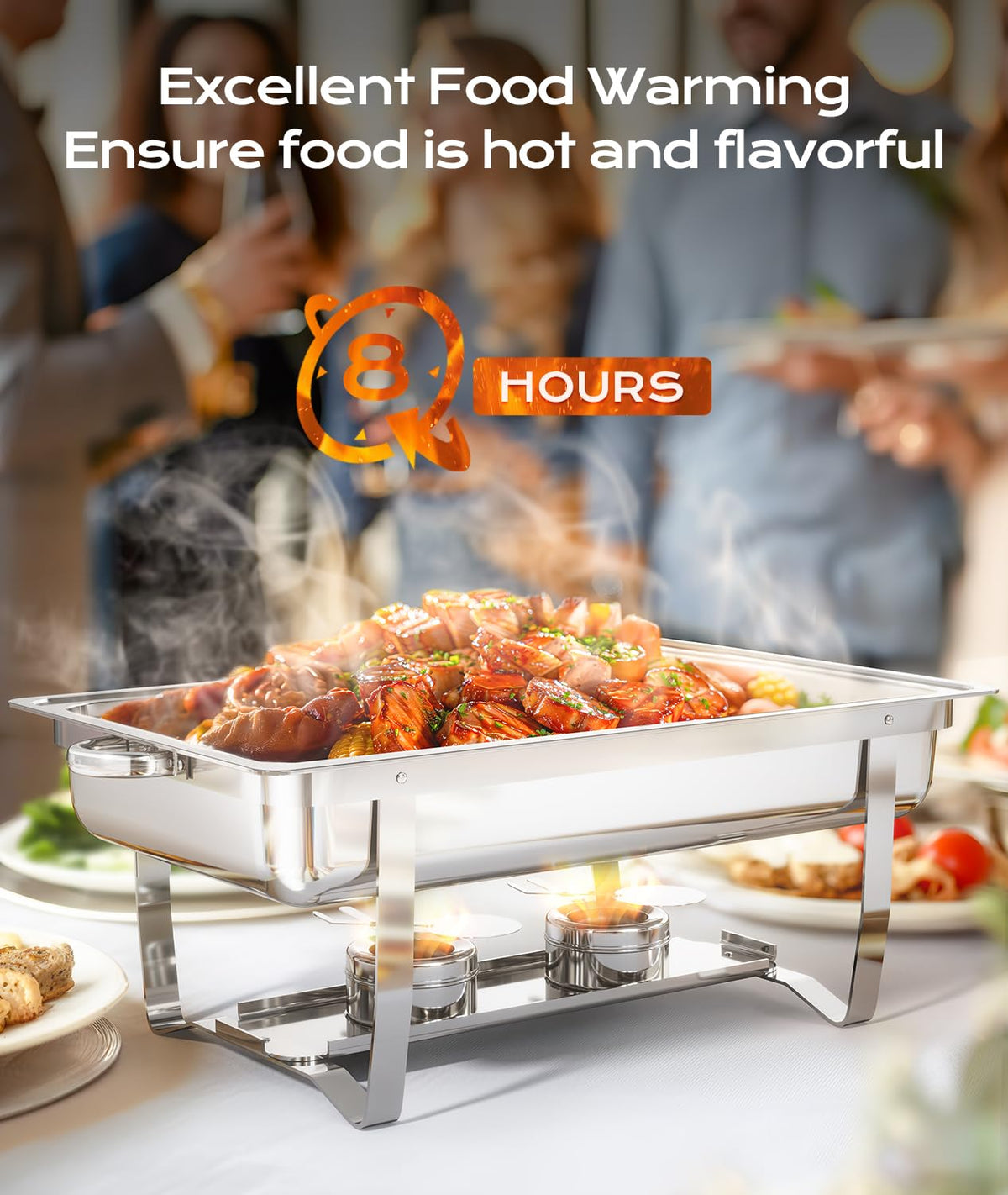 Tatakoii chafing dishes with rolled edge safety for family-friendly use.