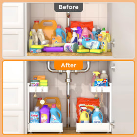 TATAANTY sliding bottom tray enables easy access to cleaners and bottles.