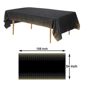 Tatibana black-gold tablecloth close-up reveals glamorous gold dot accents.