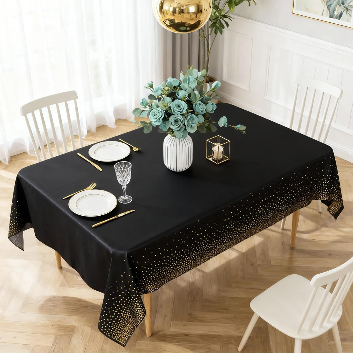 Tatibana PEVA material delivers odor-free table protection for gatherings.