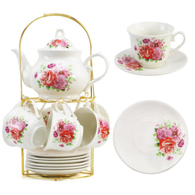 TATSUMI tea set with teapot and golden rack for elegant tea service at home