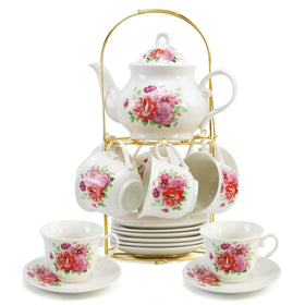 TATSUMI tea set on gold rack for stylish entertaining and gifting