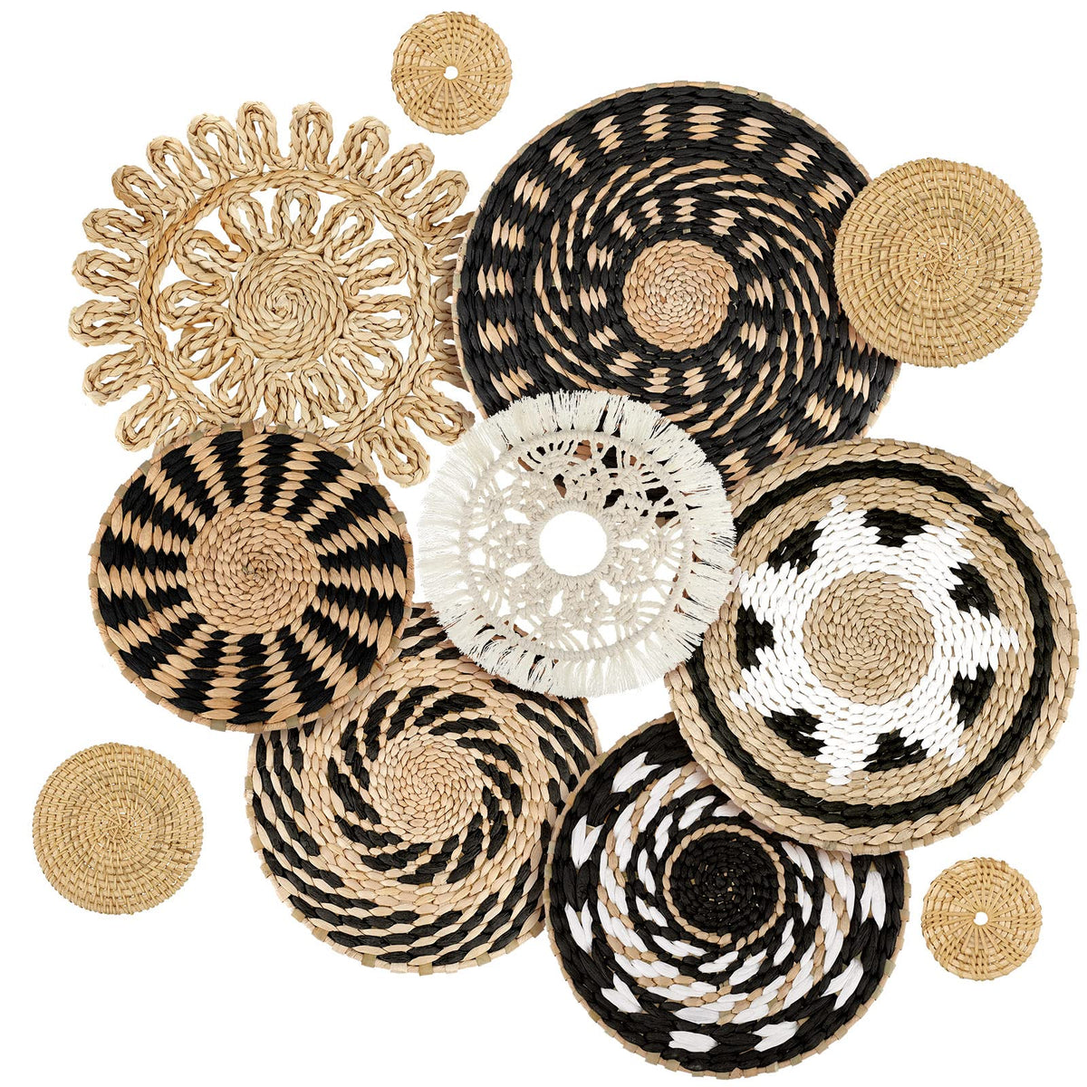 Tatuo boho wall basket collection enhances any wall with rustic charm.