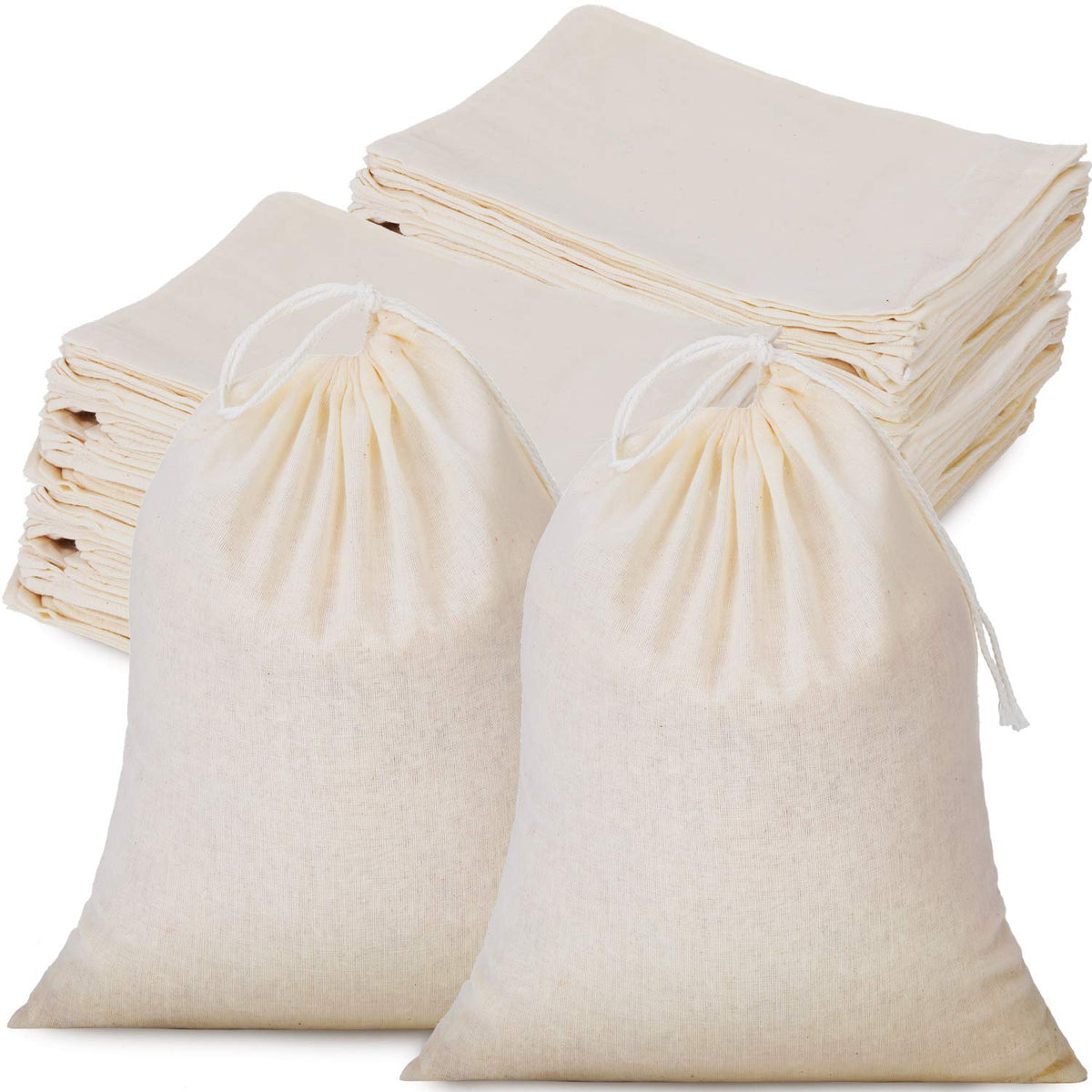 Tatuo muslin bag natural color with drawstring for secure storage.