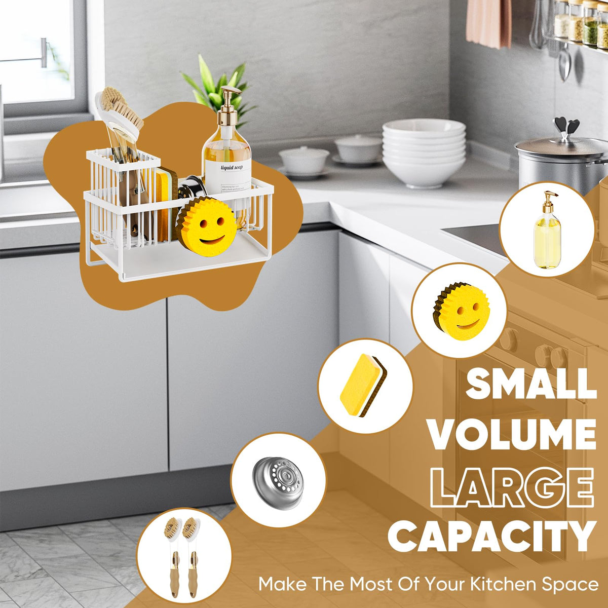 Taugast rustproof caddy for kitchen and bath tool storage.