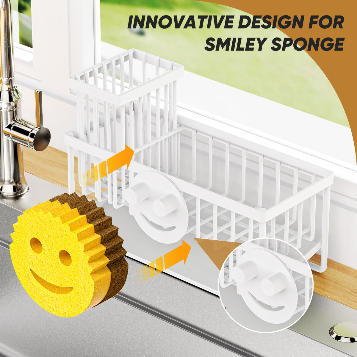 Taugast sink organizer with non-slip bottom prevents sliding on counters.