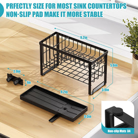 Taugast two-tier sink organizer stores sponges, brushes and soaps neatly.