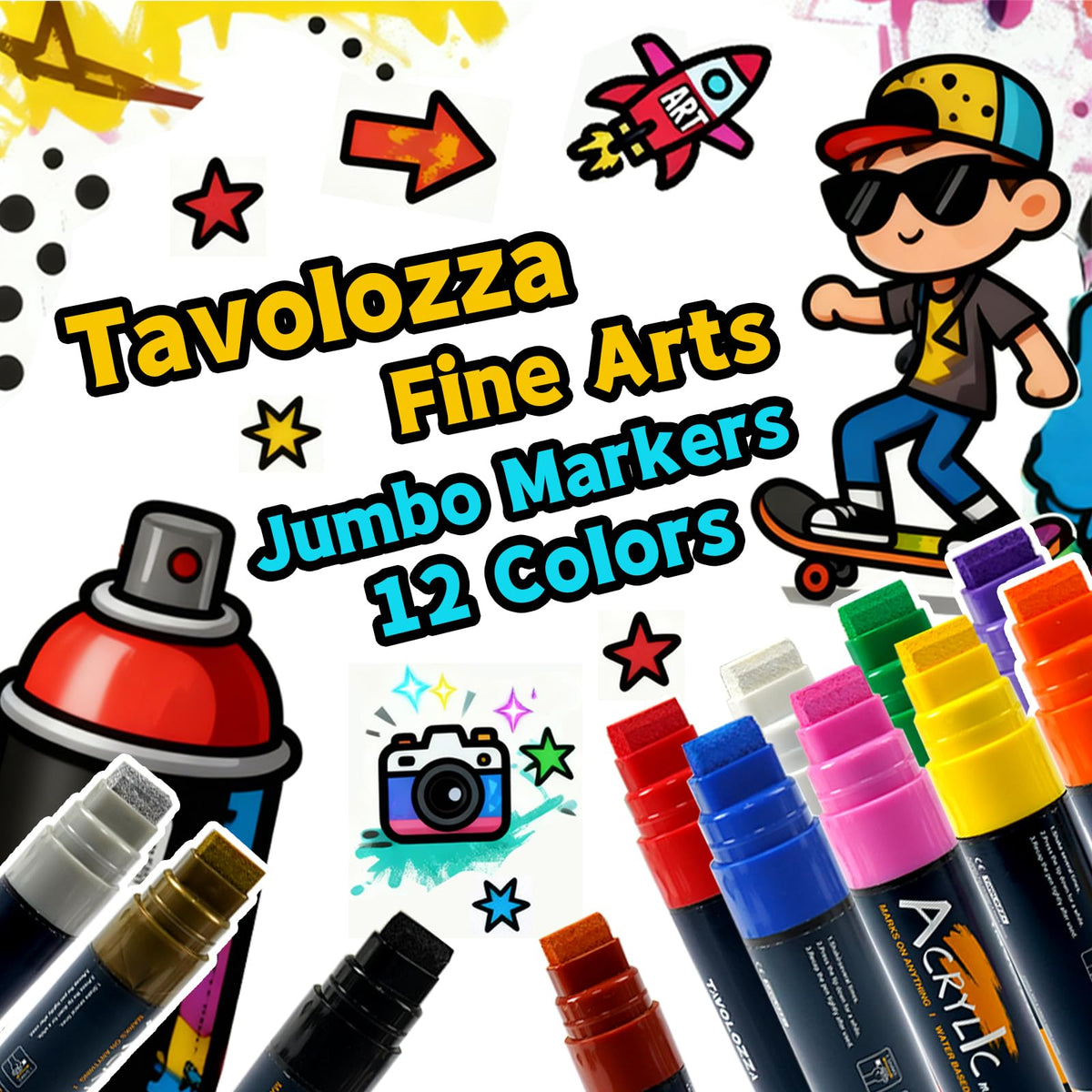 Tavolozza Fine Arts jumbo markers classroom-ready for teachers and students.