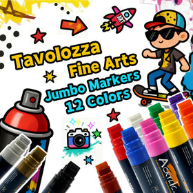 Tavolozza Fine Arts jumbo markers classroom-ready for teachers and students.