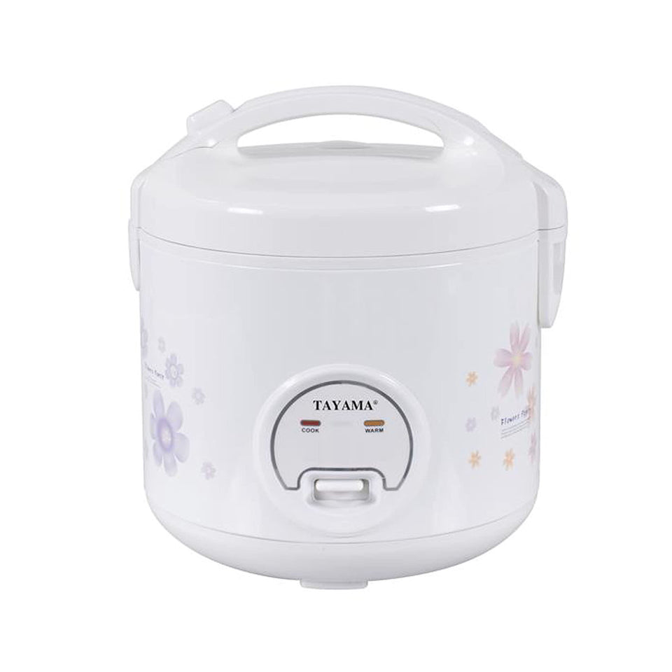 TAYAMA TRC-10RS rice cooker front view for safe, sturdy handling.