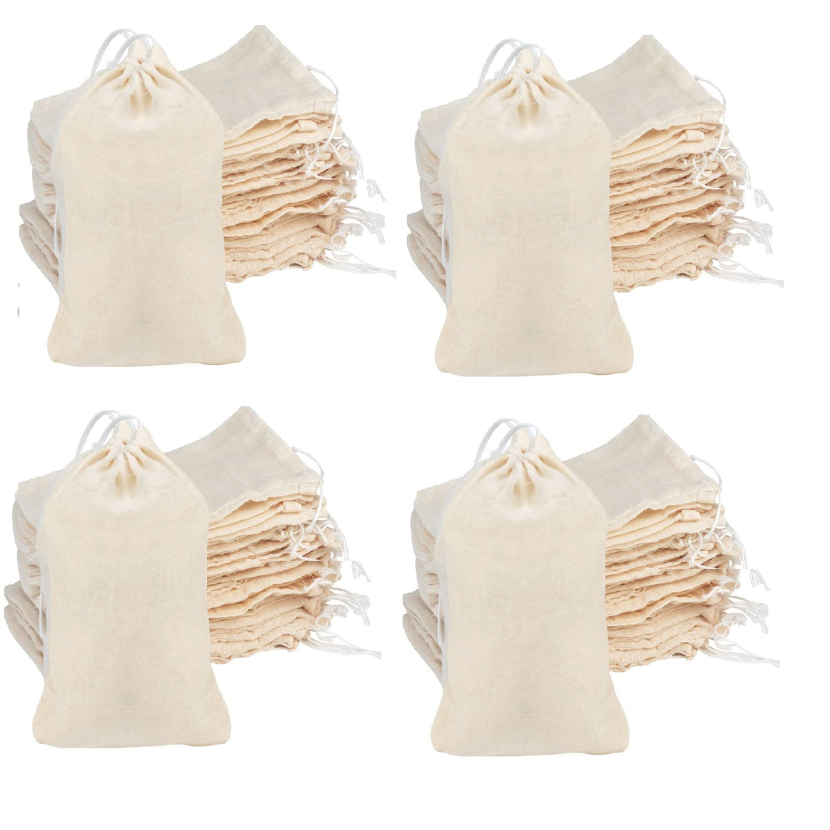 Tayfremn cotton drawstring bags in natural color ideal for small jewelry storage.
