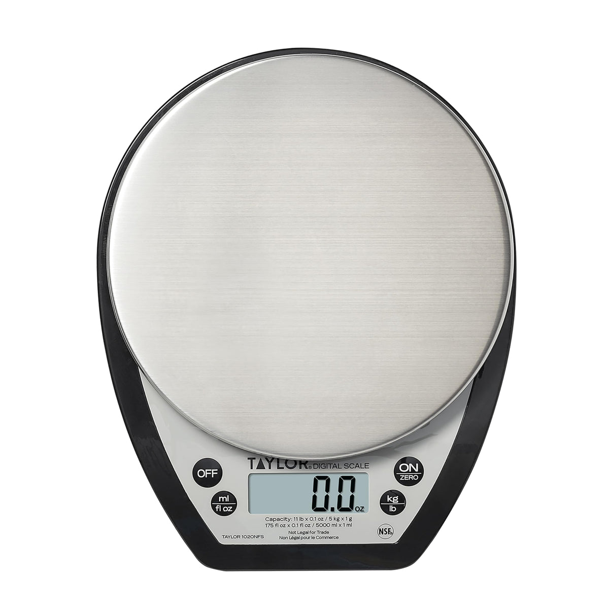 Taylor 1020NFS weighing dry and liquid ingredients for versatile recipe prep.