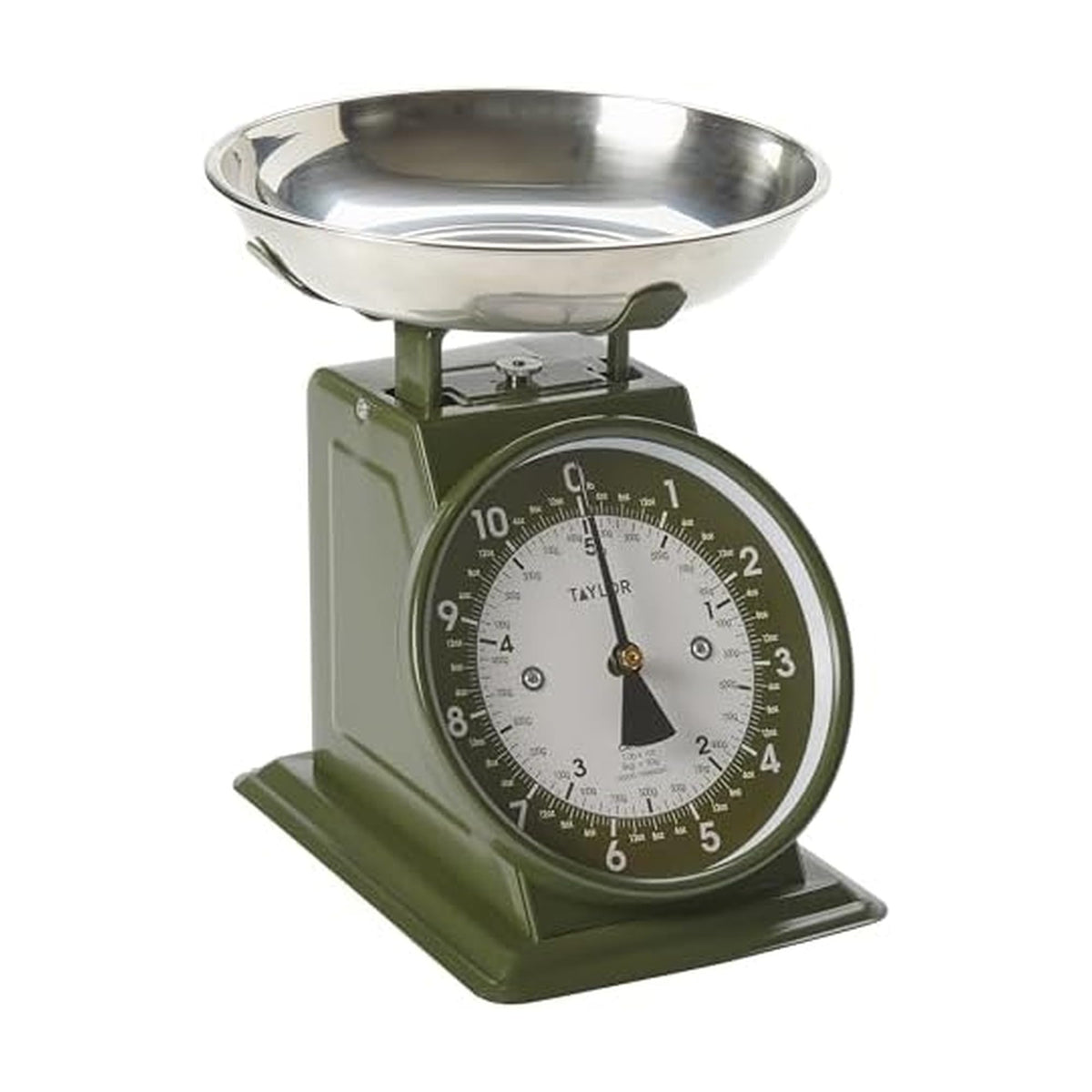 Taylor Analog Scale dial close-up with large 5-inch dial for precise baking measurements.