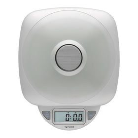 Taylor digital scale provides a clear 0.5-inch LCD readout for quick checks.
